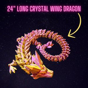 Two Foot long Purple/Yellow Mix  articulated crystal dragon
